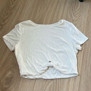 White crop top with front tie